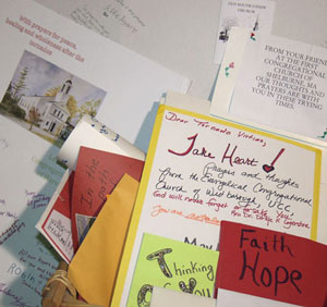 Cards from churches for those in the communities devasted by tornadoes