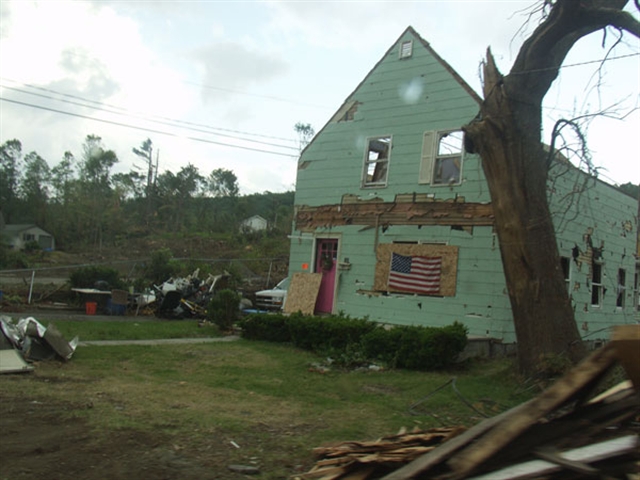 One of the 3,000 homes damaged by tornadoes.